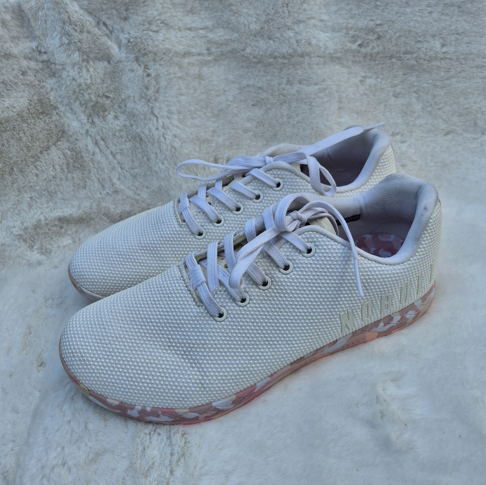 Nobull Women Impact Super Fabric Trainer Sneakers Shoes White Pink Camo Size 11.